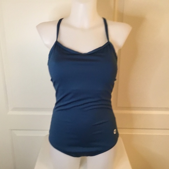 Women's Steel Blue Athletic Training One Piece Bathing Suit - Picture 5 of 9